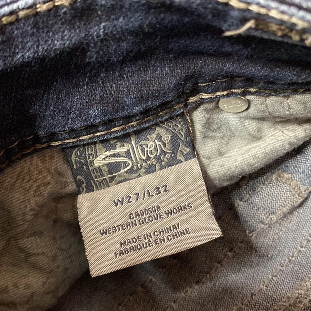 🌹 Silver Jeans 🌹 Vintage Suki Surplus Dark Blue Boot Cut Flare Jeans W27 - Picture 10 of 15